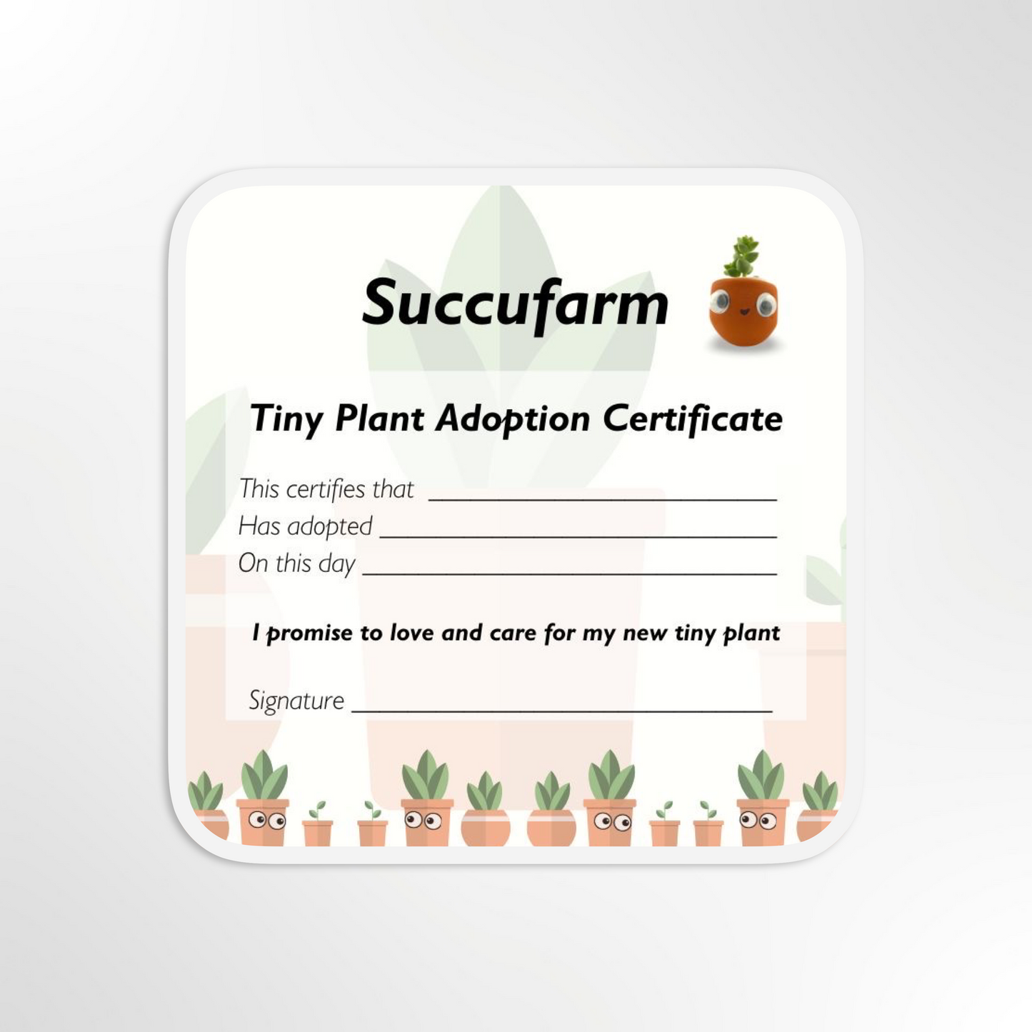 tiny plant adoption certificate